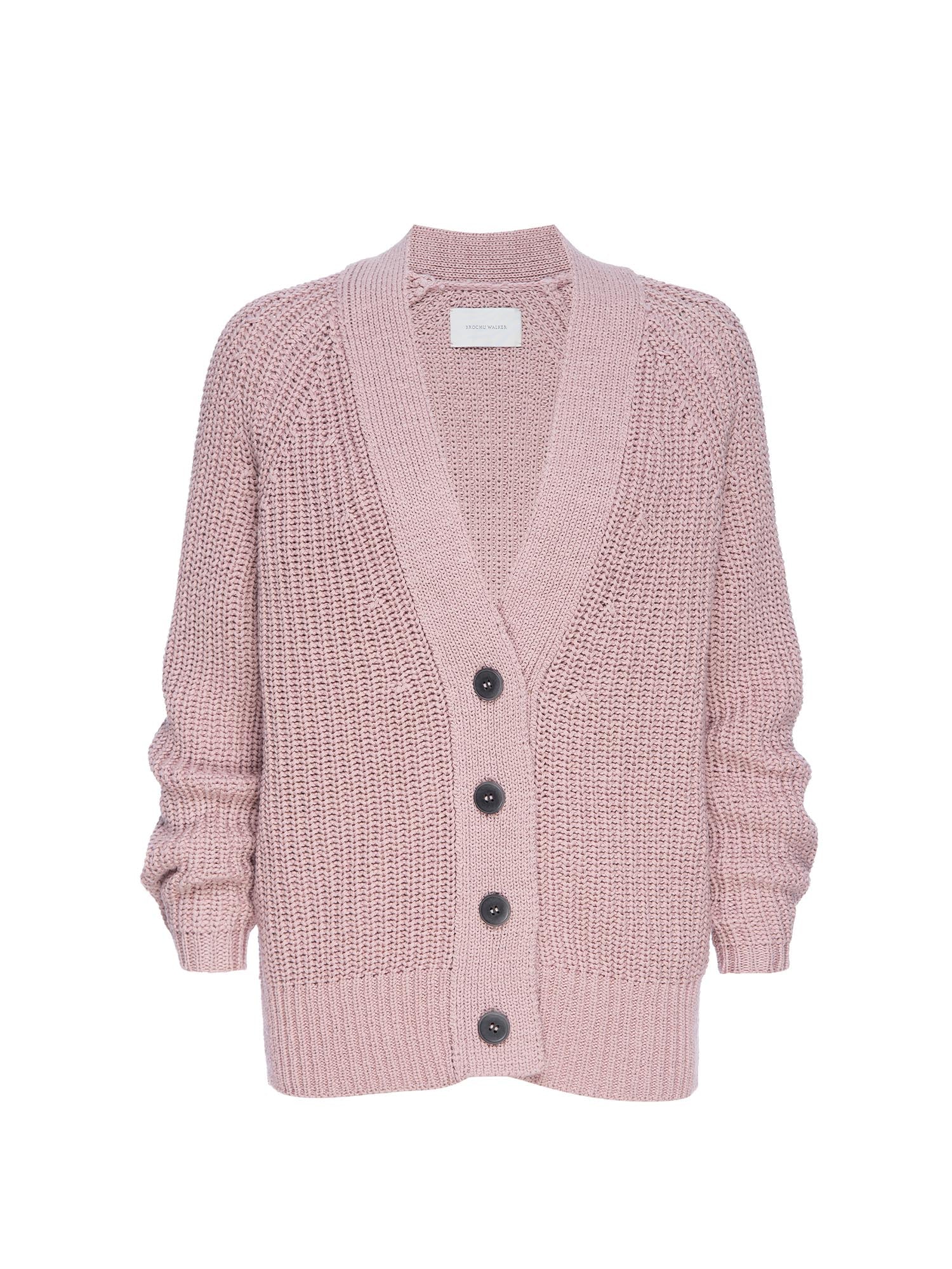Jen linen cotton pink cardigan sweater flat view