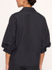 Kate V-neck button up black shirt back view