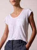 Lane white scoop neckline t-shirt front view