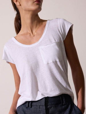 Lane white scoop neckline t-shirt front view 4