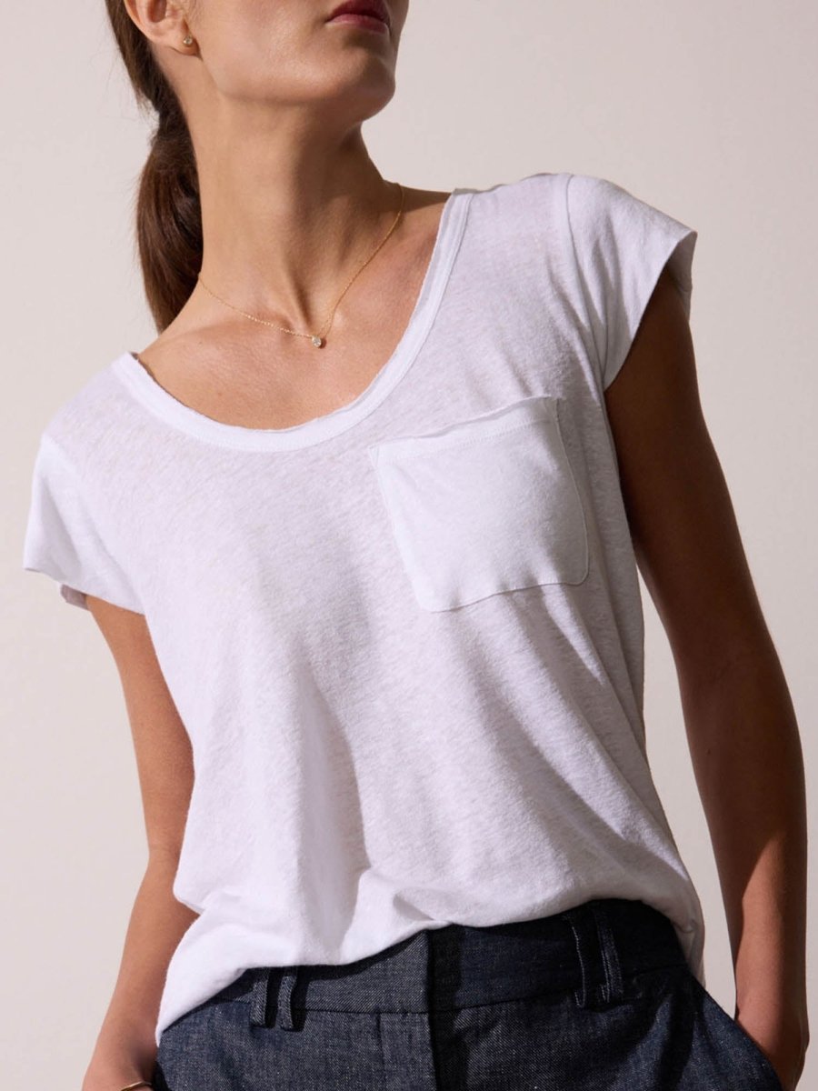 Lane white scoop neckline t-shirt front view 4