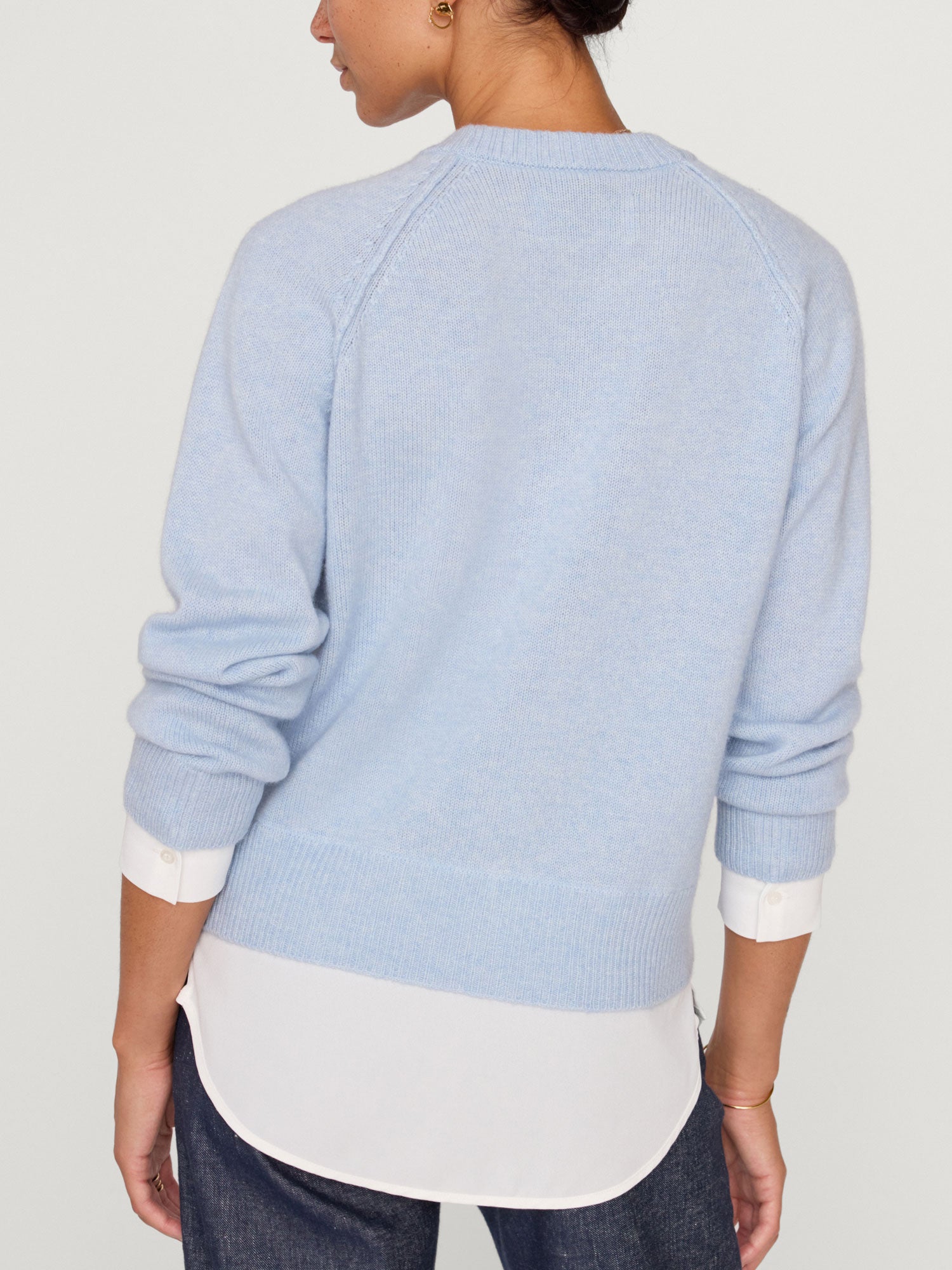 Looker Layered crewneck light blue sweater back view 