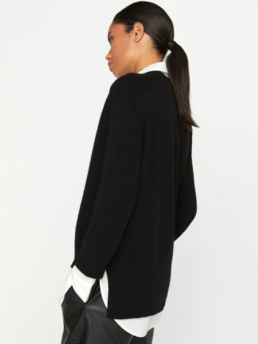 Looker black layered v-neck sweater side view 2