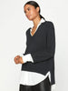 Looker dark grey layered v-neck sweater side view 2