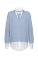 Looker light blue layered v-neck sweater flat view
