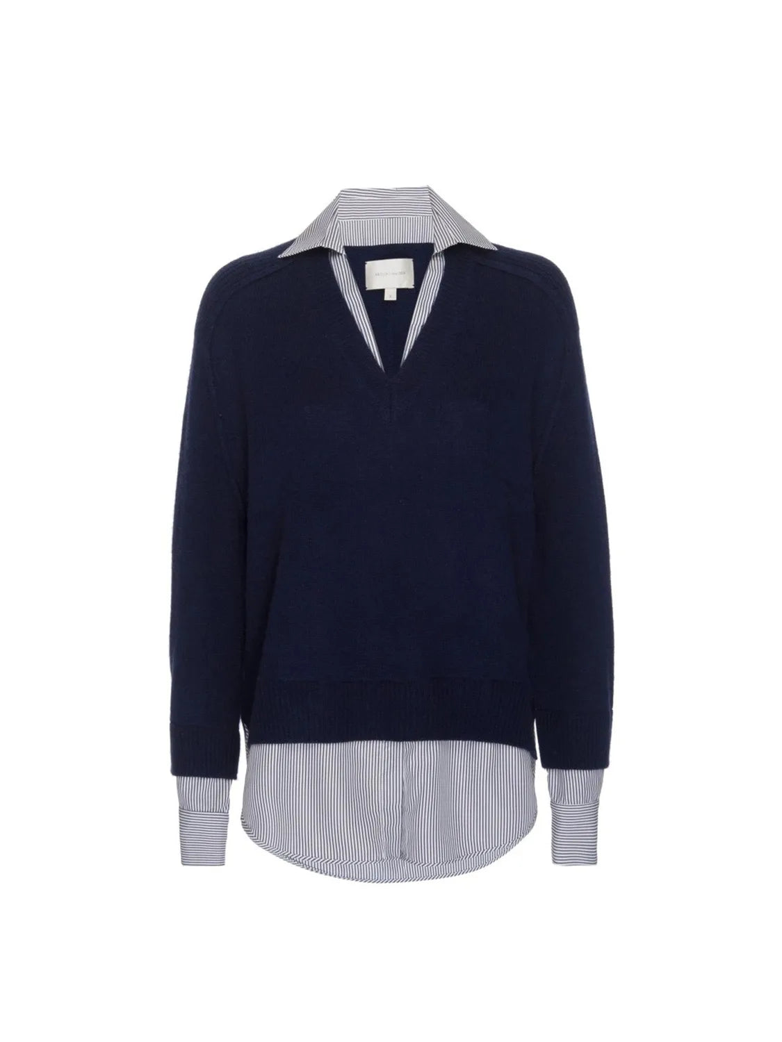 Looker navy stripe layered v-neck sweater flat view