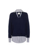 Looker navy stripe layered v-neck sweater flat view