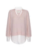 Looker pink layered v-neck sweater flat view