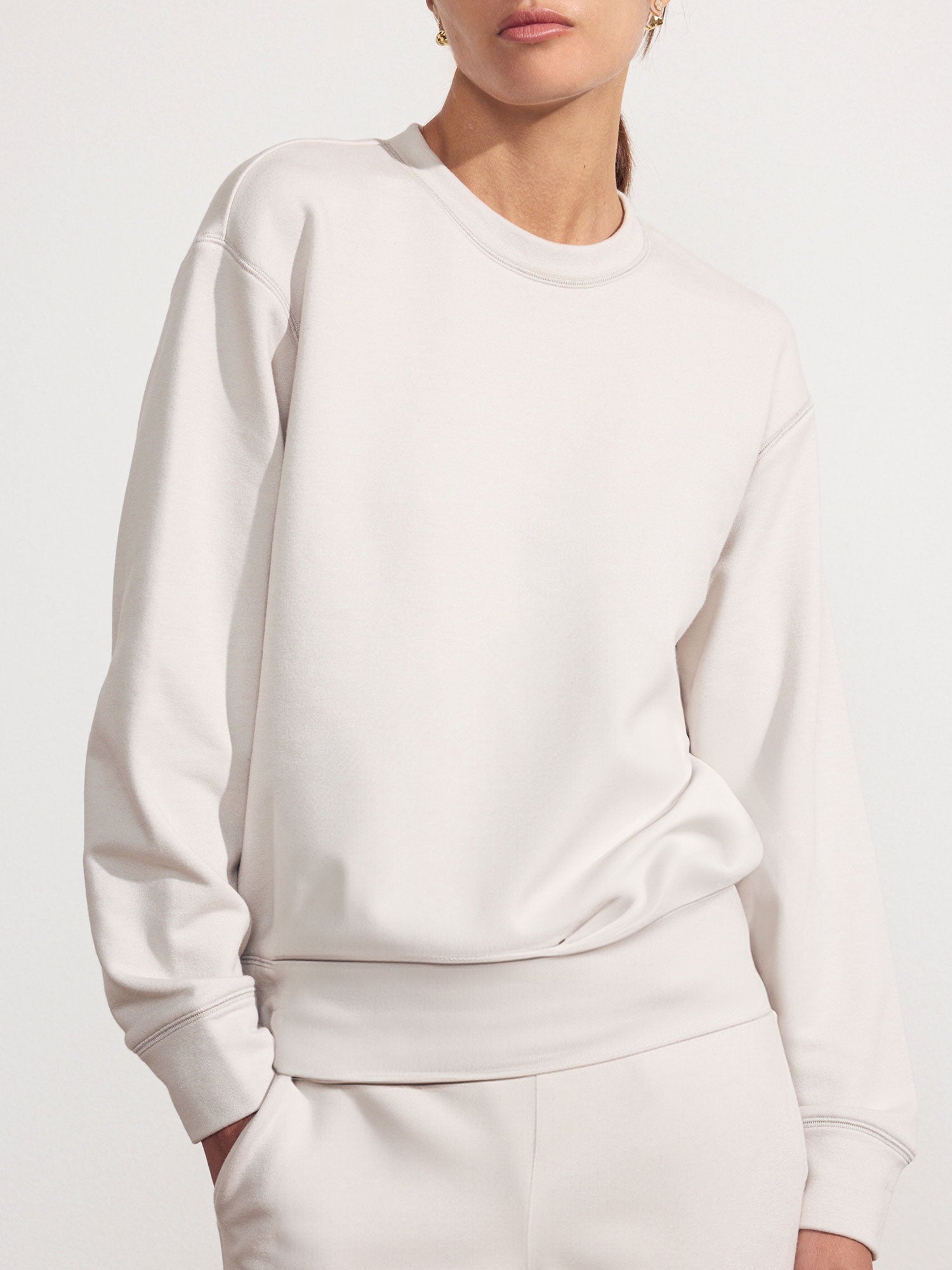 Mallo French Terry off-white pullover sweatshirt front view
