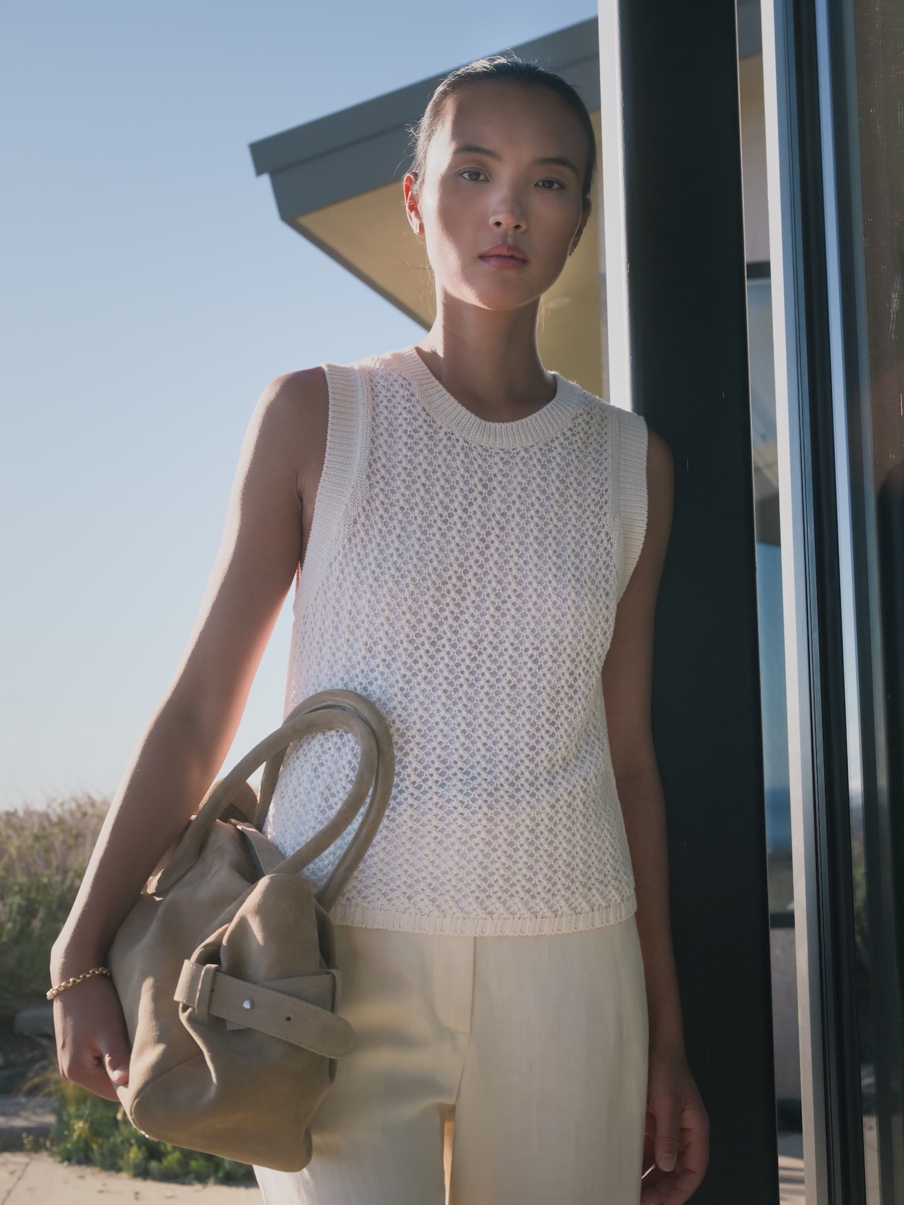リ*サ様 layered lace tank チョウピラコ White Sabine Layered Tank Ivory | Brochu Walker
