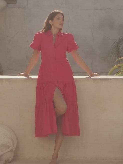 Luxury Red Havana Dress Midi
