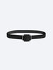 Saddle black leather buckle belt front view