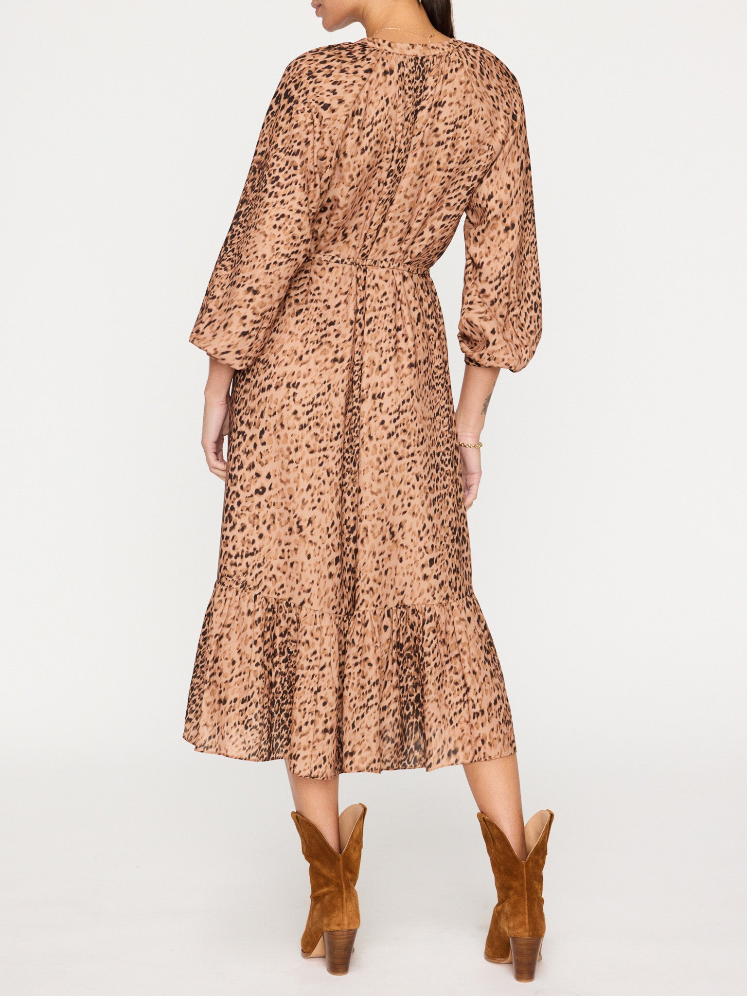 Sarai midi dress leopard print back view