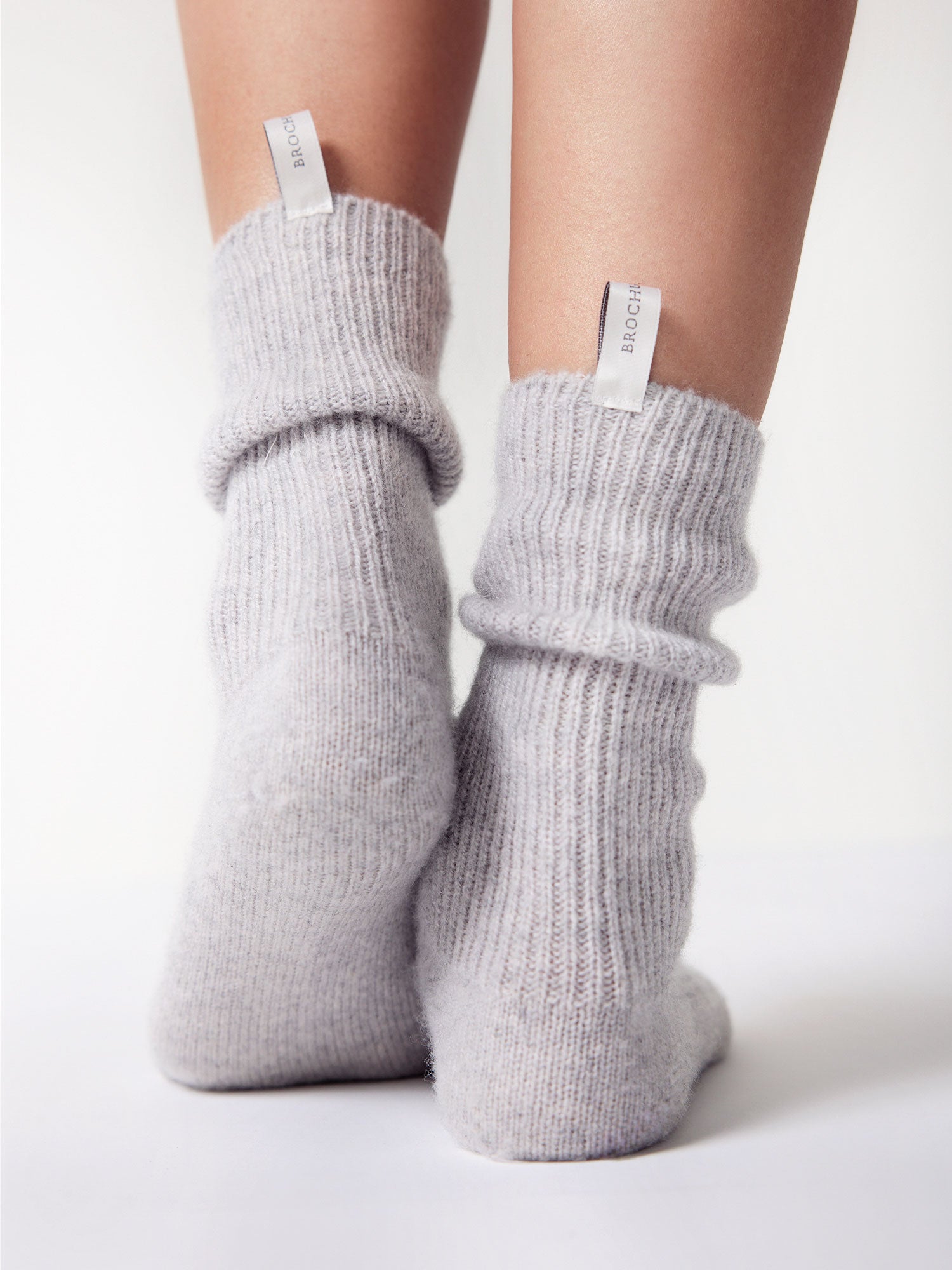 Women's Ribbed Cashmere Socks, Grey