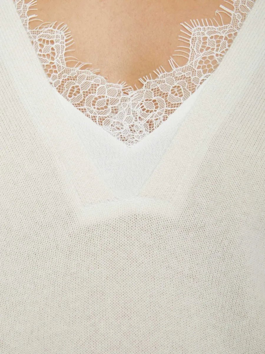 Women's Lace Vee Looker Pullover in Ivory | Brochu Walker