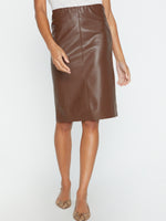 River brown vegan leather knee-length skirt front view