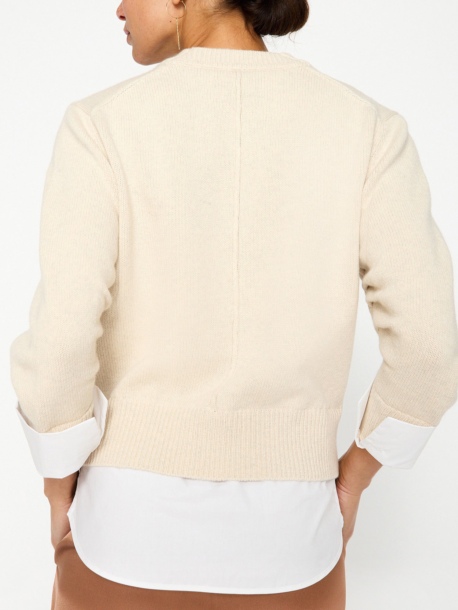 Raya ivory layered crewneck sweater back view