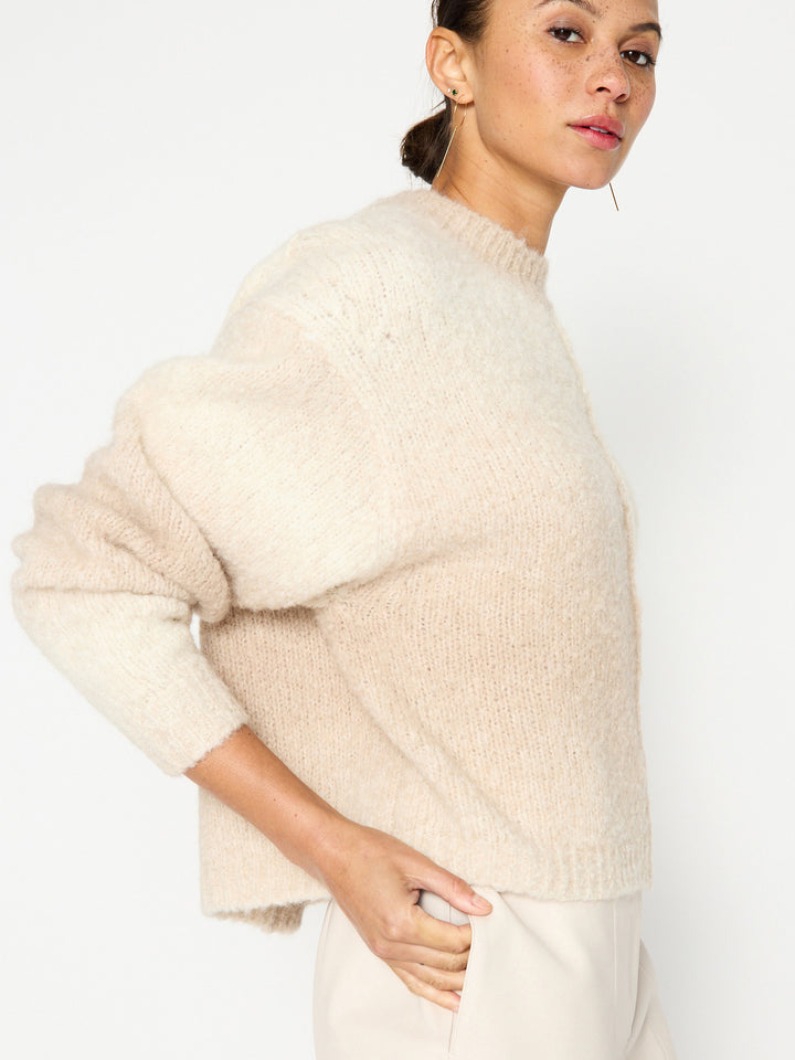 Ro ivory light pink ombre sweater side view