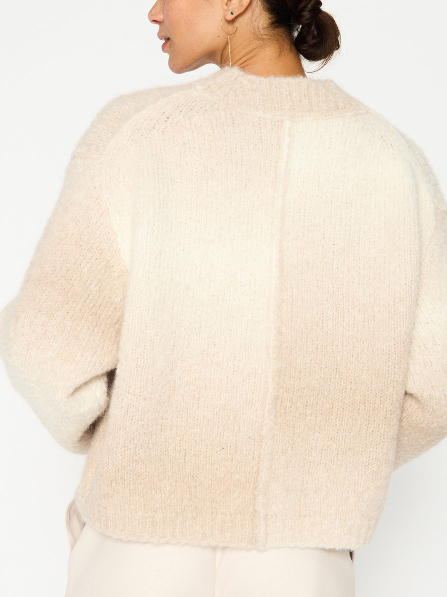 Ro ivory light pink ombre sweater back view