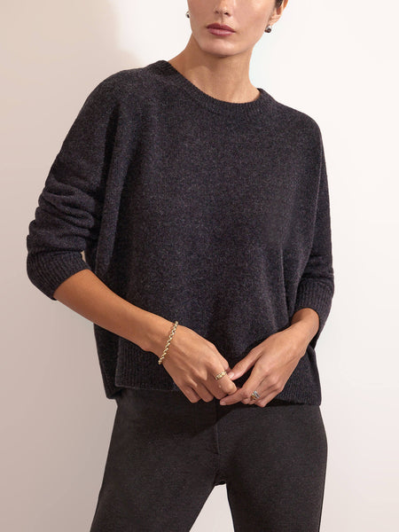 Women's Bright Crew Sweater in Dark Charcoal