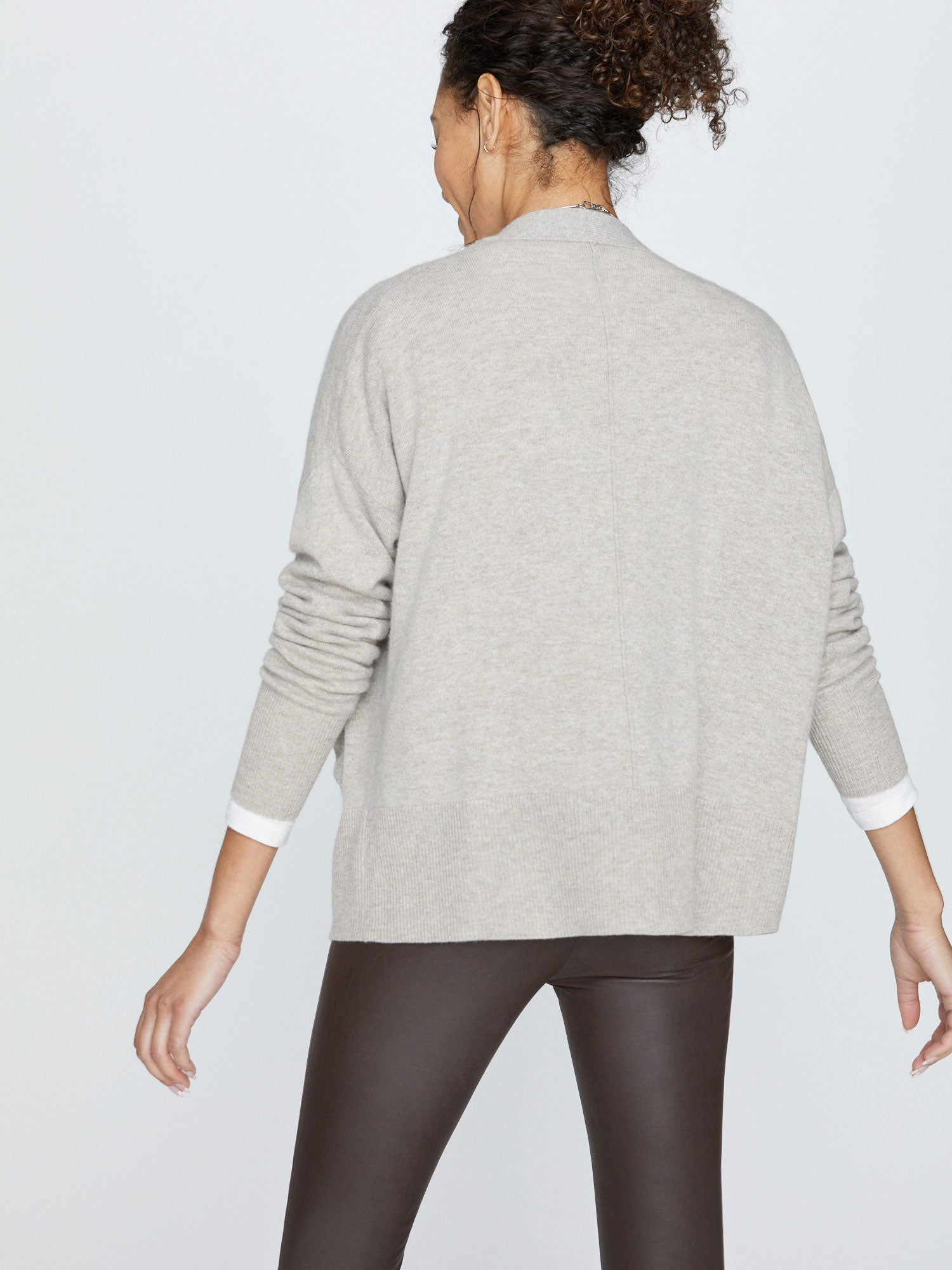 Halo light grey cashmere wool cardigan sweater back view