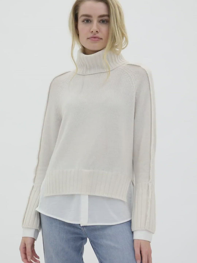 Jolie white layered turtleneck sweater video