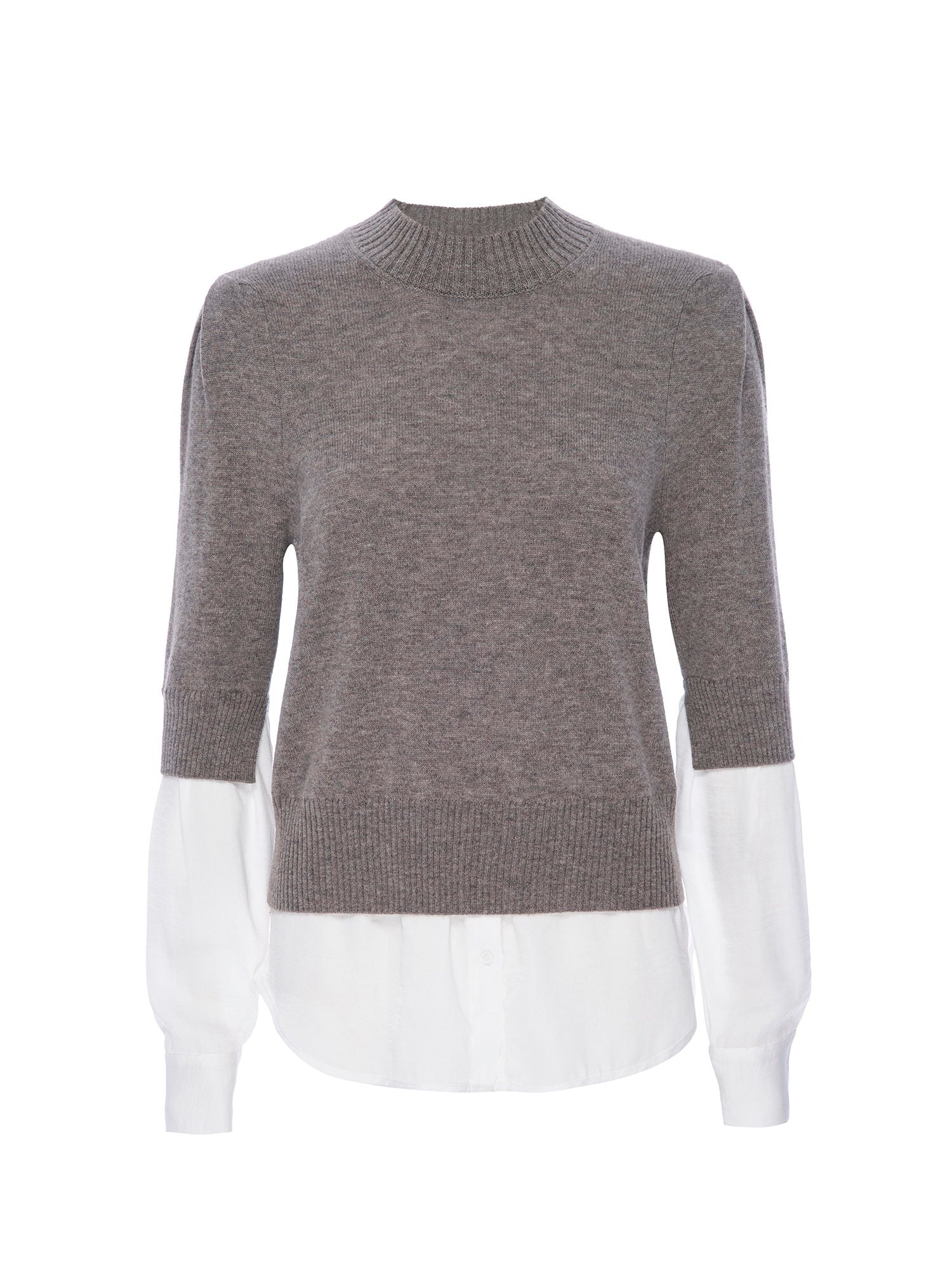 Stella light grey layered crewneck sweater flat view