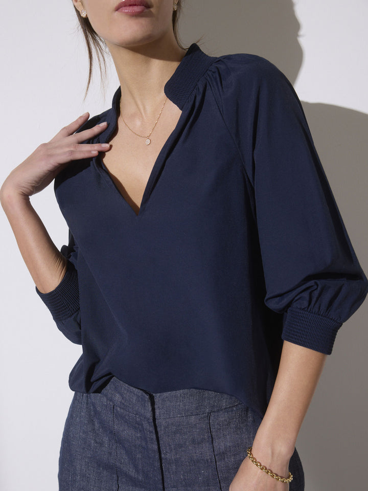 Amaia popover top navy front view