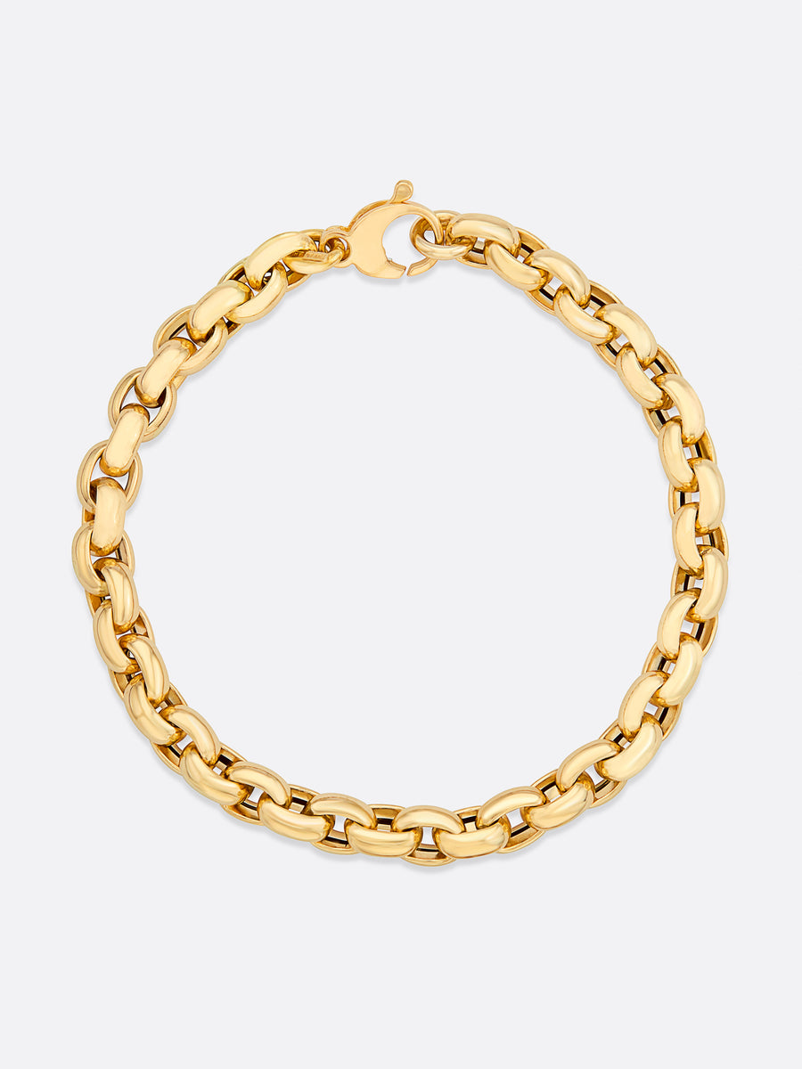 18k Yellow gold rolo link bracelet top view 2