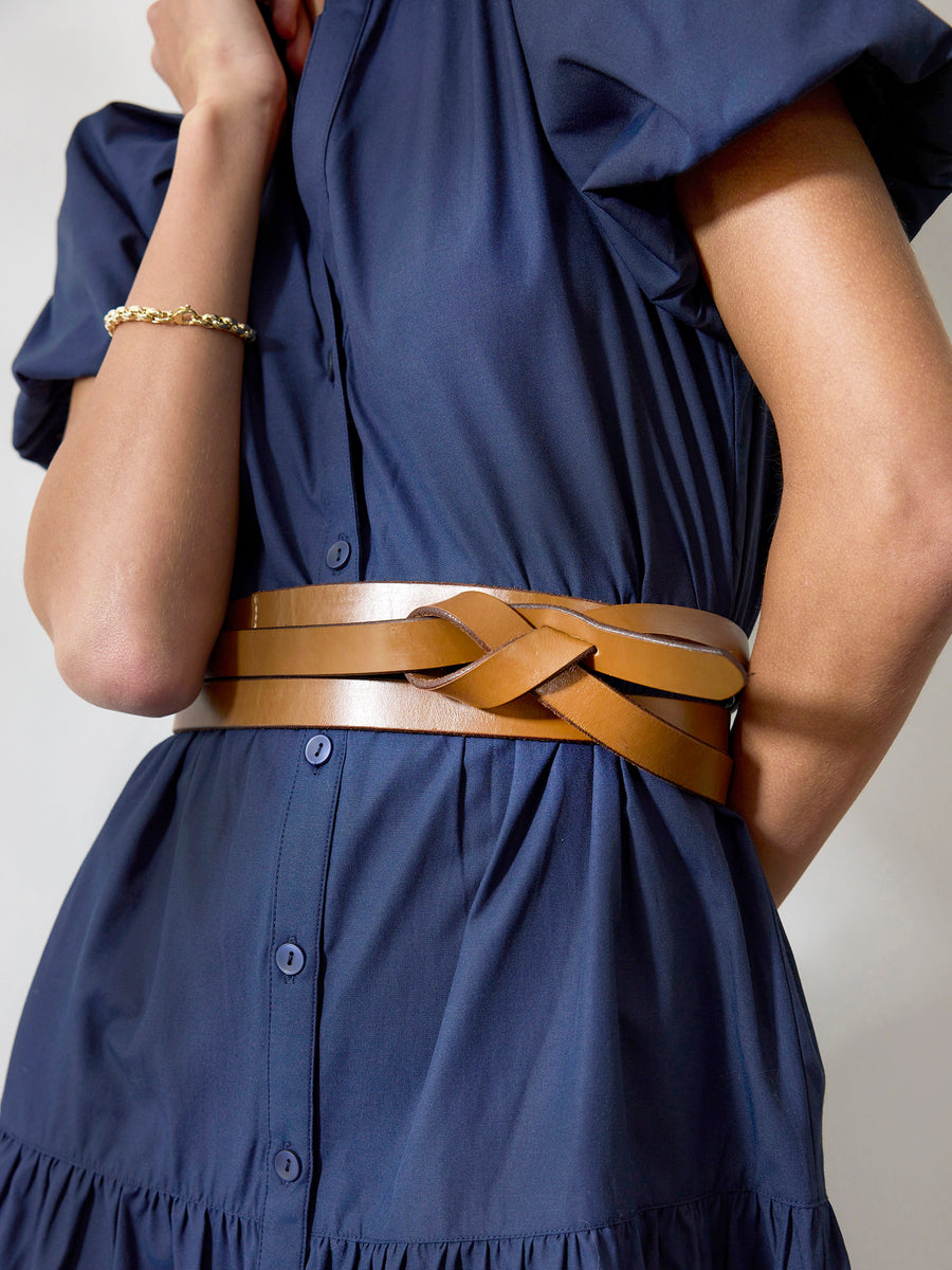 Bridle brown leather wrap belt wrapped 