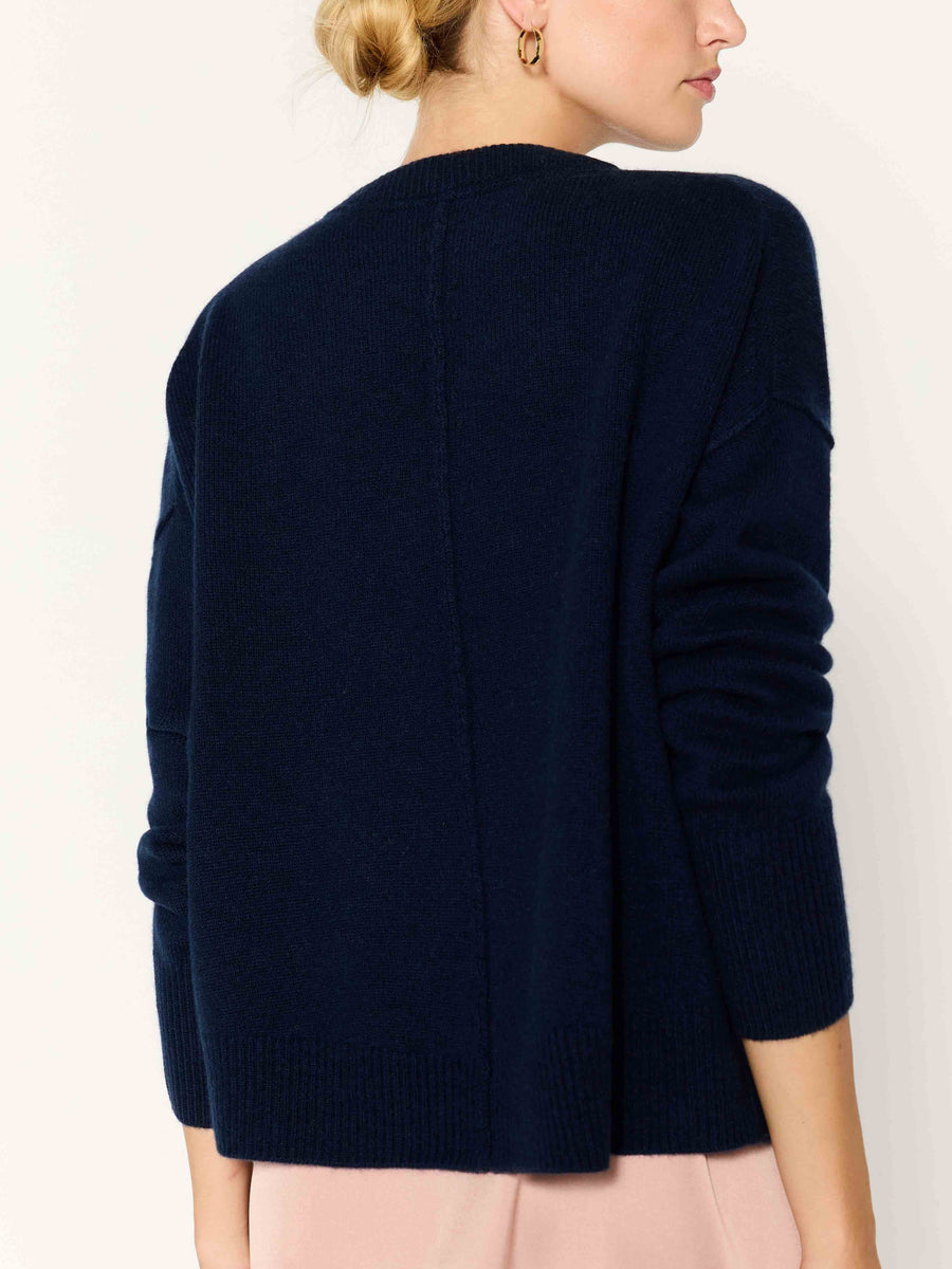 Everyday cashmere crewneck navy sweater back view