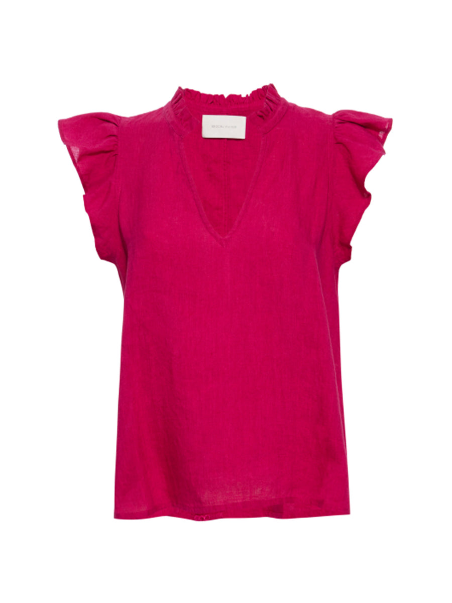 Devan pink sleeveless linen v-neck eyelet blouse flat view