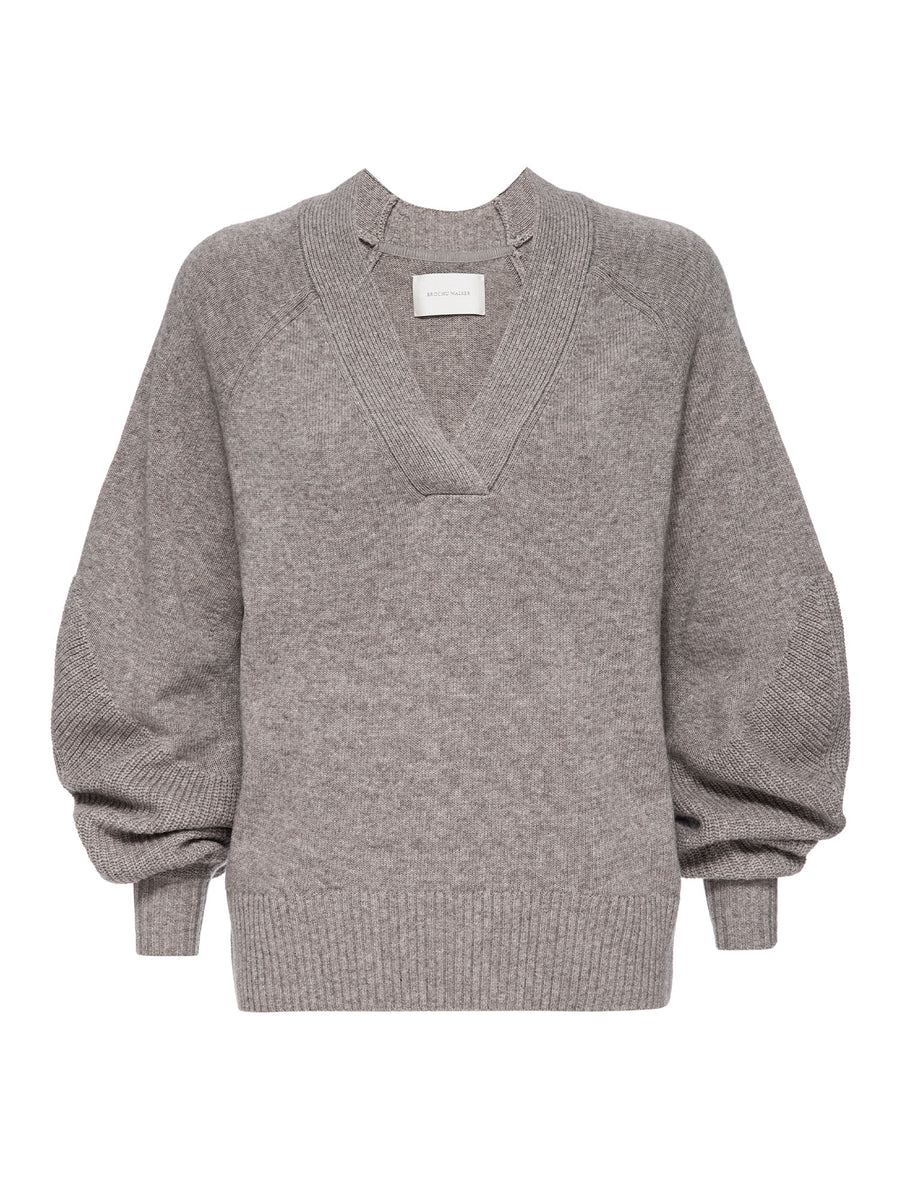 Malia v-neck grey sweater flat view