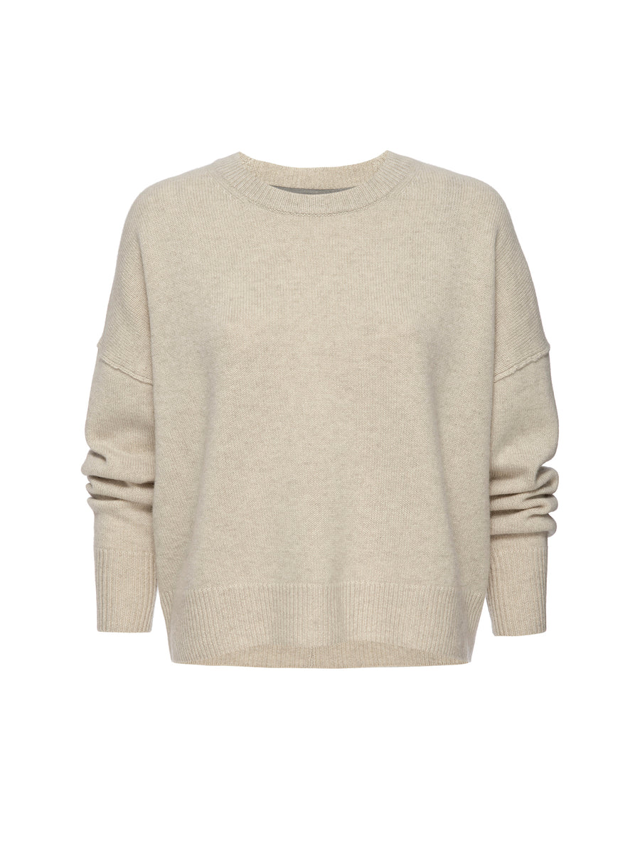 Everyday cashmere crewneck ivory sweater flat view