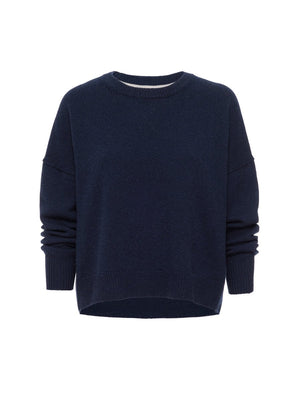 Everyday cashmere crewneck navy sweater flat view