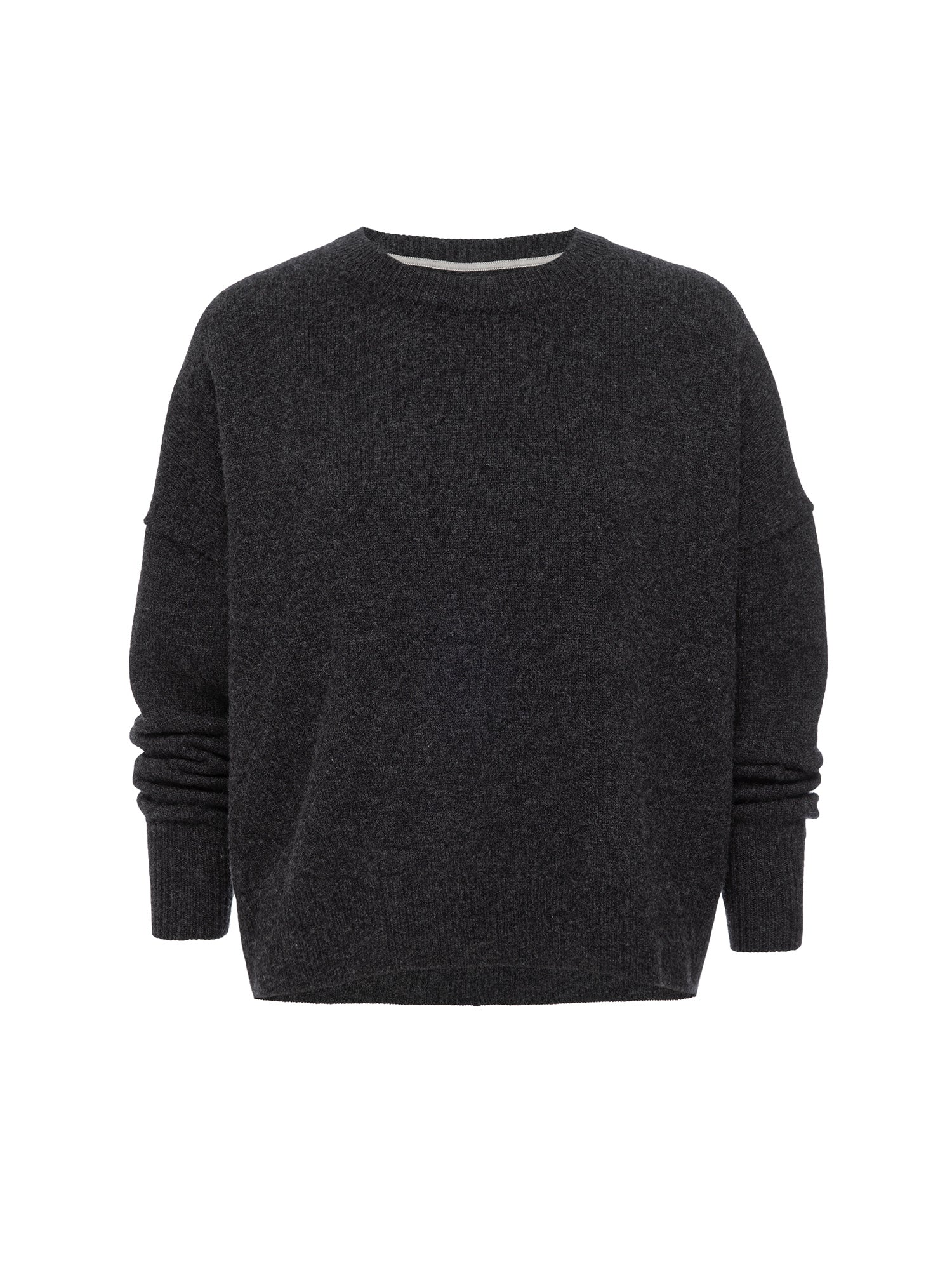 Everyday cashmere crewneck grey sweater flat view