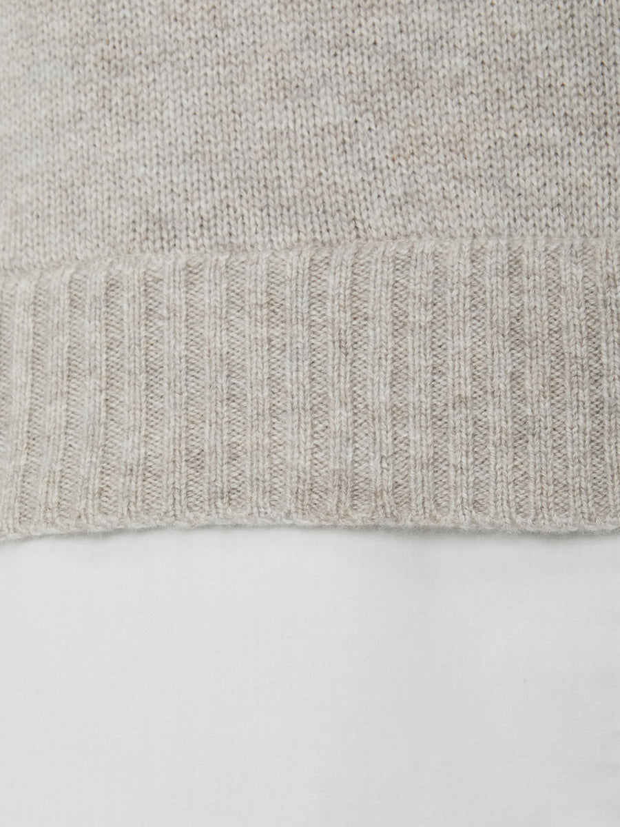 Eton light grey layered crewneck sweater close up 2
