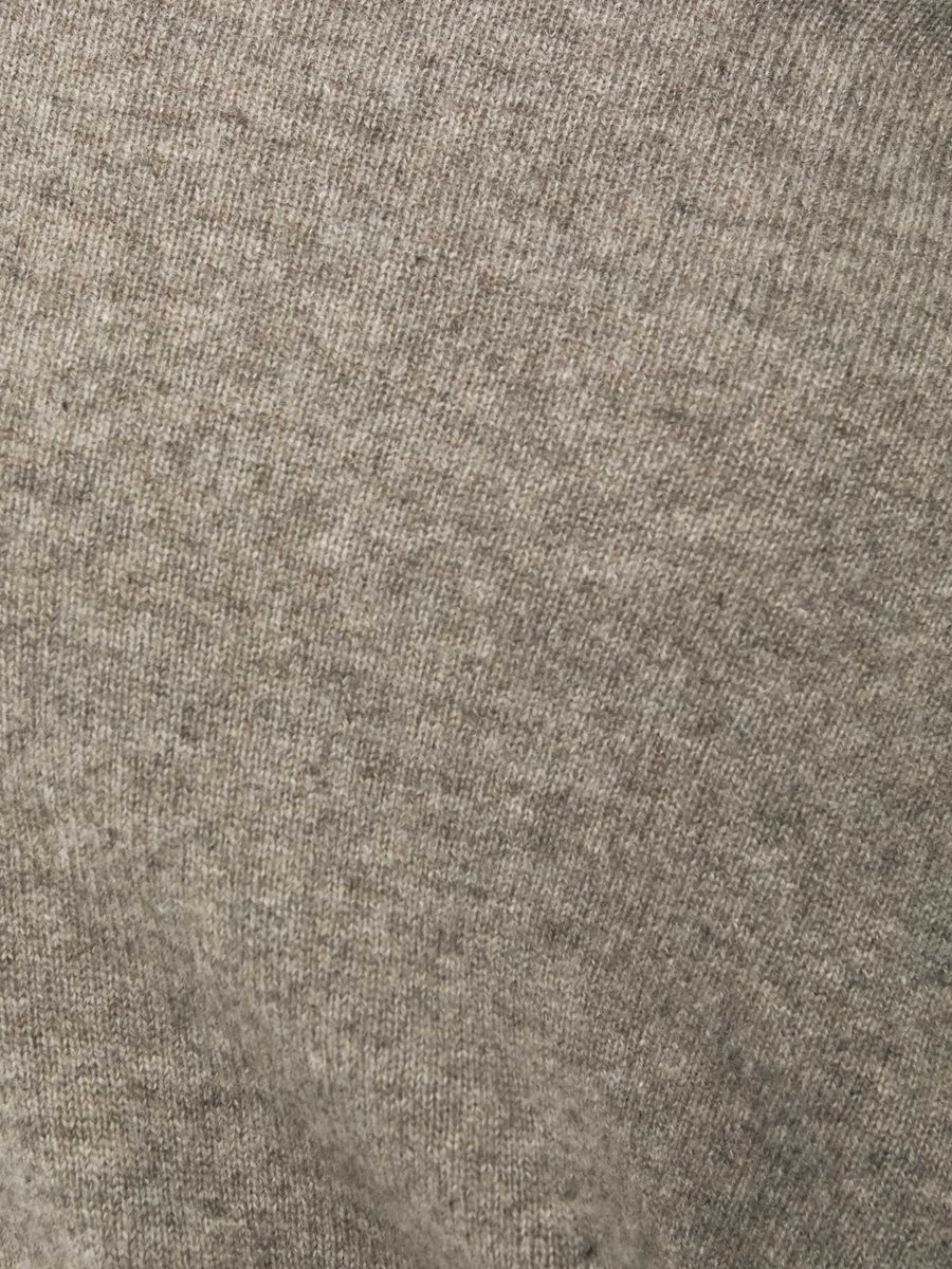 Lori cashmere off shoulder grey sweater close up