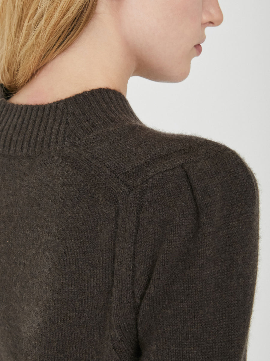 Eton brown layered crewneck sweater close up
