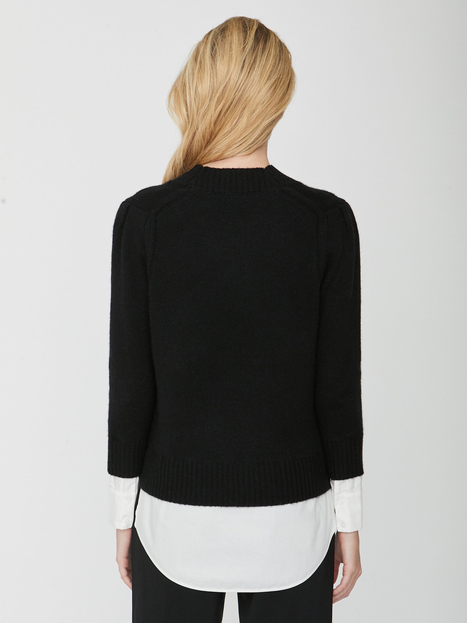 Women's Eton Layered Crew Looker, Black/White