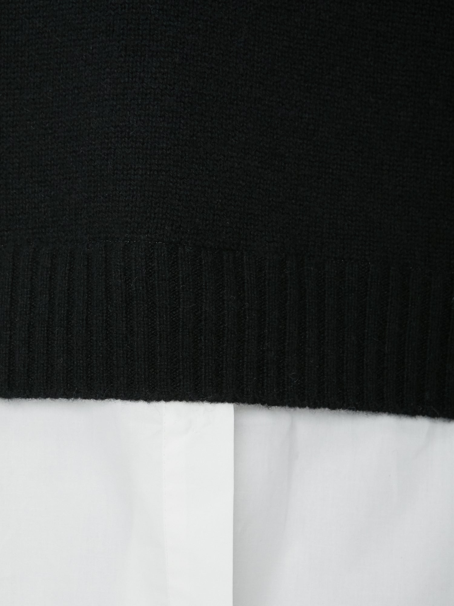 Eton black layered crewneck sweater close up 2