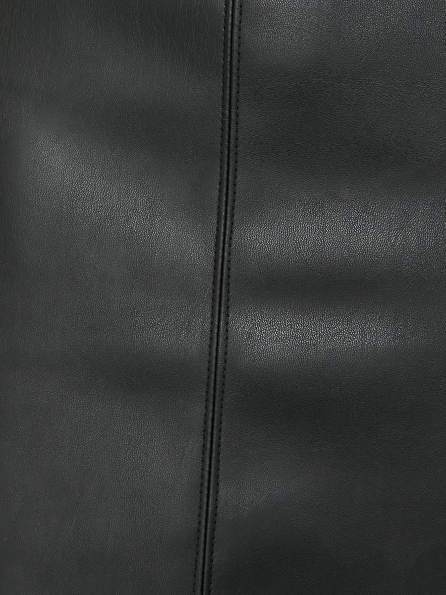 River black vegan leather knee-length skirt close up 2