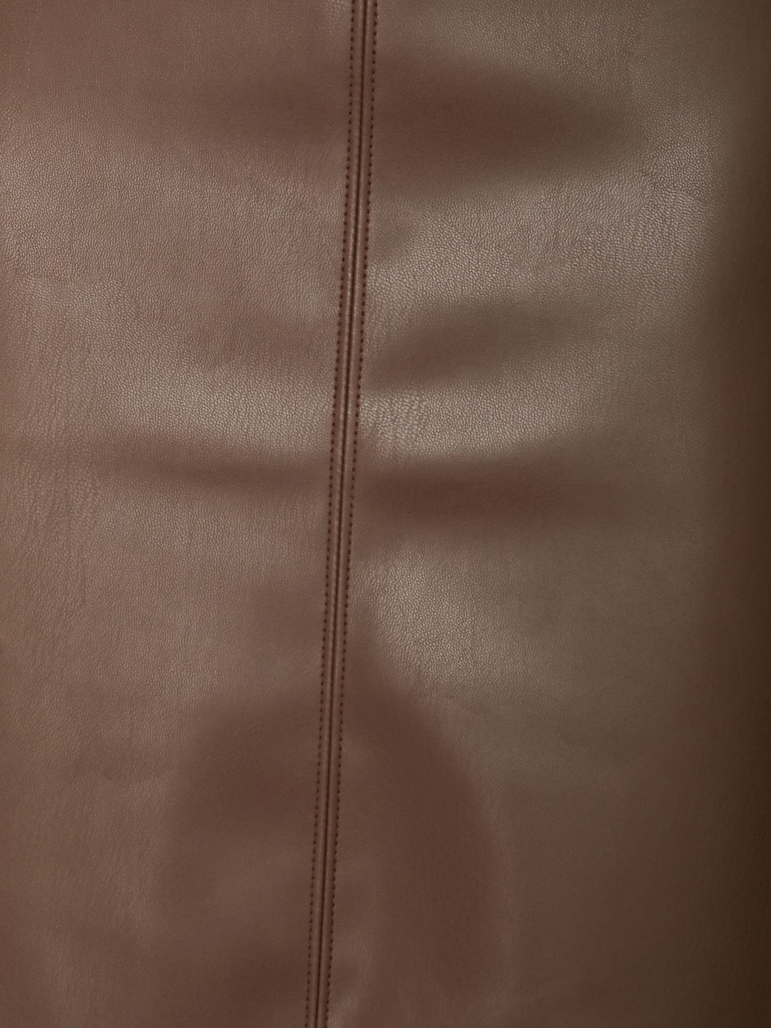 River brown vegan leather knee-length skirt close up