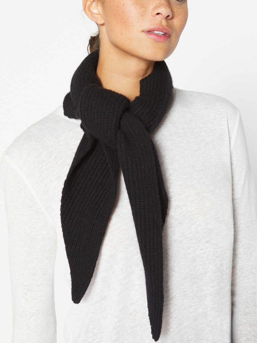 Cashmere black neck tie front view 2