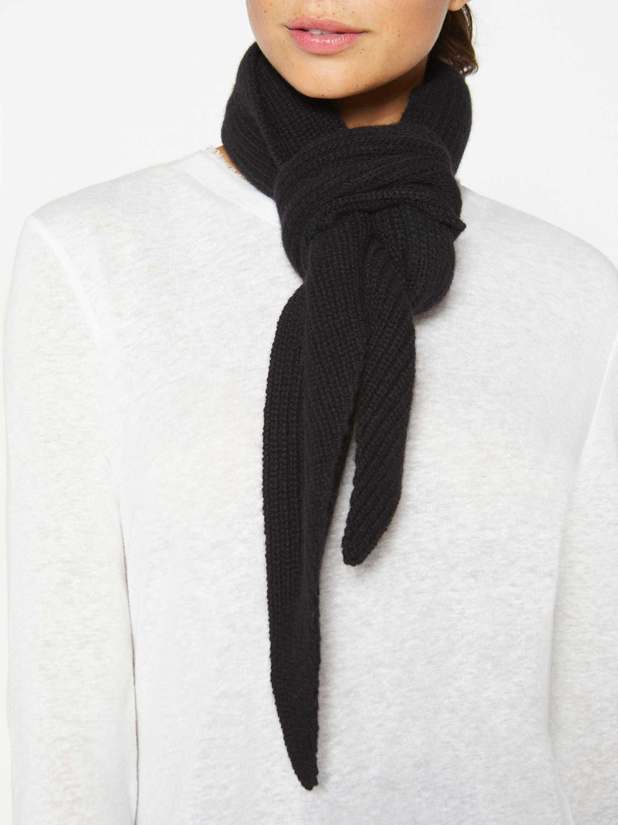 Cashmere black neck tie front view 3