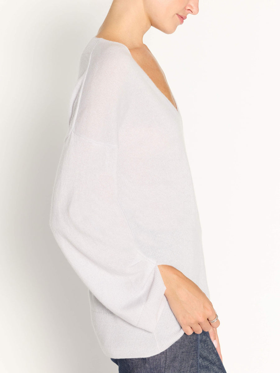 Casimir cashmere v-neck white sweater side view