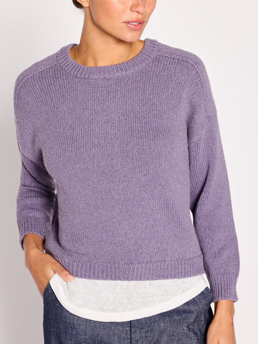Corbin purple layered crewneck sweater front view 3