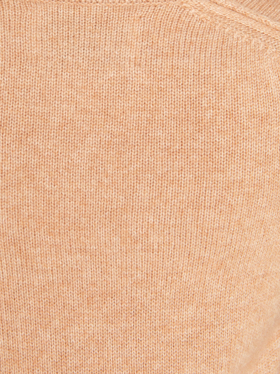 Eton tan layered crewneck sweater close up 2