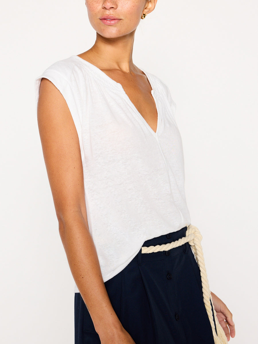 Cosme white v-neck t-shirt side view