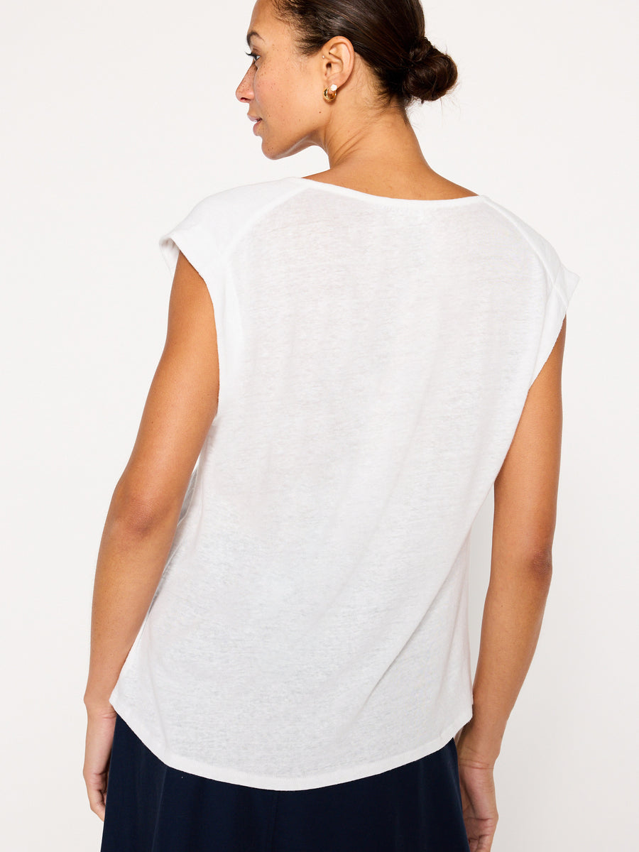 Cosme white v-neck t-shirt back view